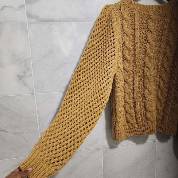 Loveshackfancy Rosie Cable Knit Sweater Amber Puff Sleeves Pullover S - Picture 7 of 10